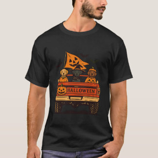 Camiseta Cães engraçados de Halloween em Caminhão de Abóbor