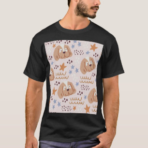 Camiseta Cães, estrelas, linhas, linhagens, sem costura: