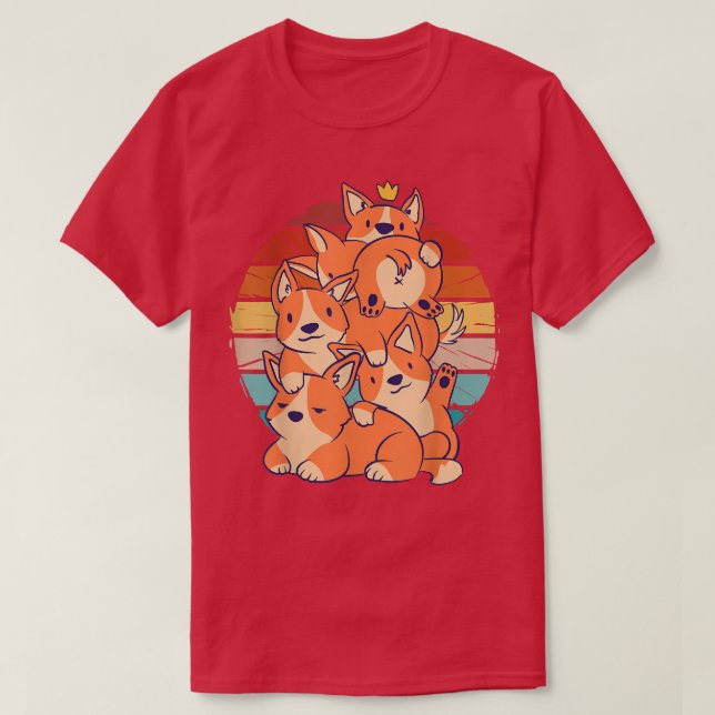 Camiseta Cães fofinhos de Corgi em cima um do outro (Frente do Design)