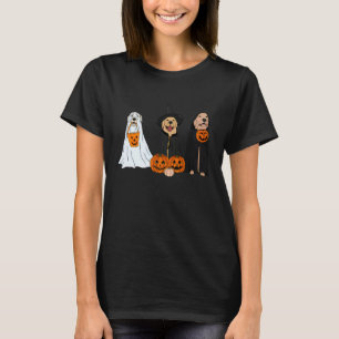 Camiseta Cães Golden Retriever Abóbora Bruxa Fantasma Outon