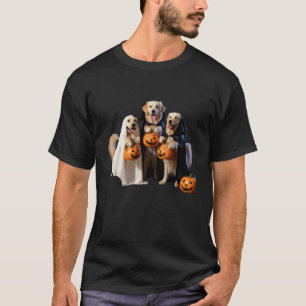 Camiseta Cães Golden Retriever Trick-or-Treat Halloween Fam