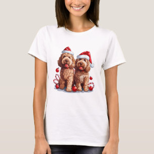 Camiseta Cães Goldendoodle de Natal