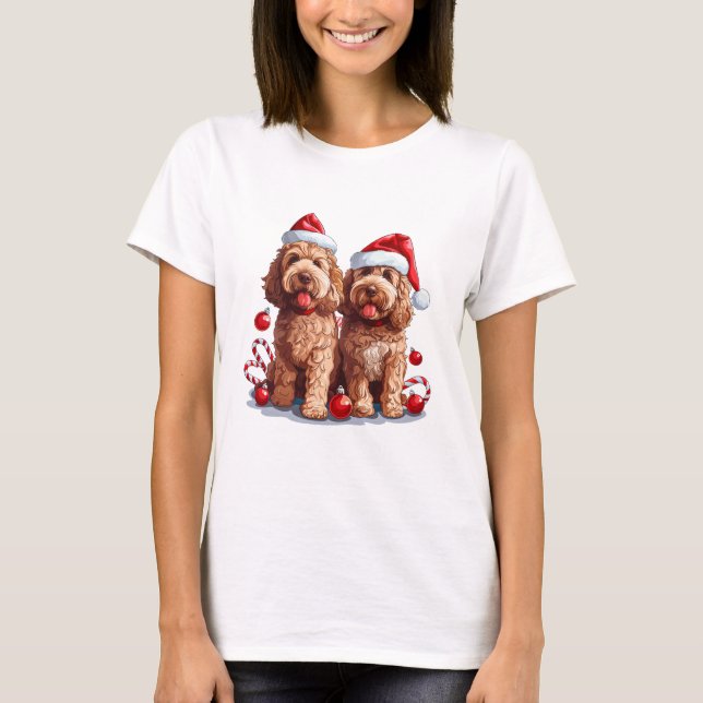 Camiseta Cães Goldendoodle de Natal (Frente)