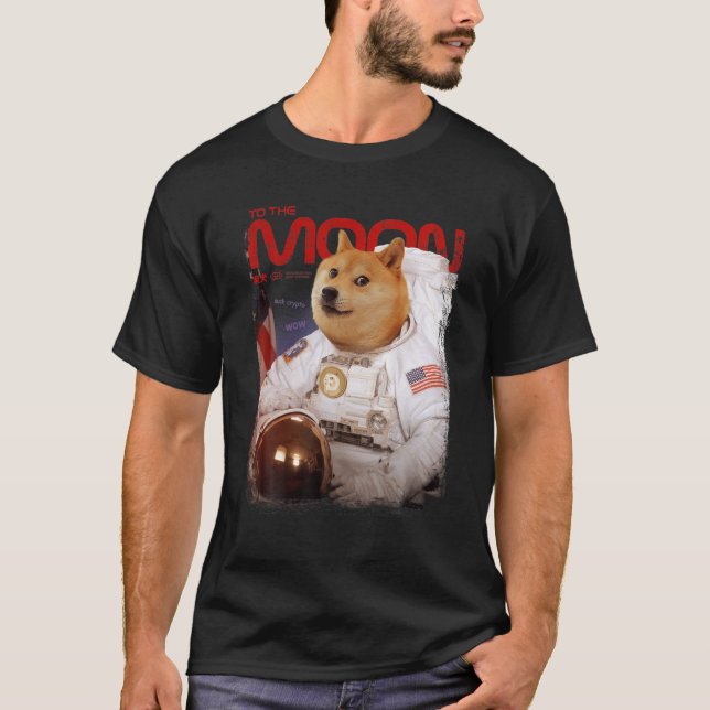 Camiseta CÃES HODL Para O Astronauta Da Lua Crypto Memor D (Frente)