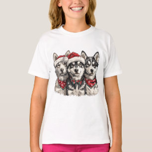 Camiseta Cães Husky de Natal