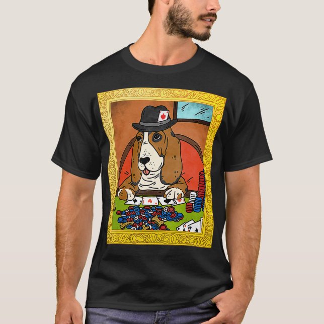Camiseta Cães Jogando Poker Basset Hound Cassius Marcellus (Frente)
