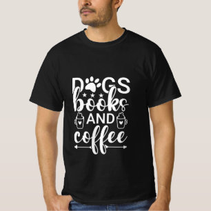 Camiseta Cães, livros e café