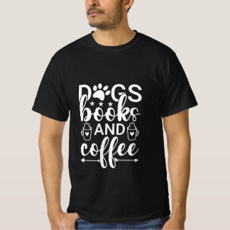 Camiseta Cães, livros e café