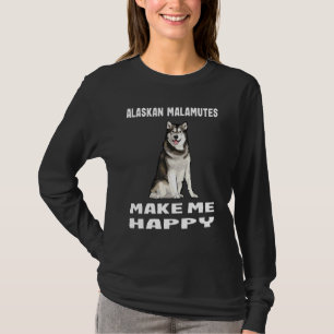 Camiseta Cães Me Dão Feliz Alaskan Malamute