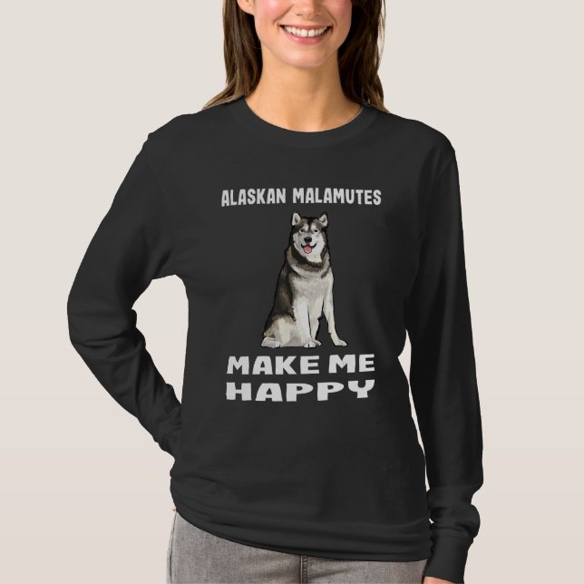 Camiseta Cães Me Dão Feliz Alaskan Malamute (Frente)