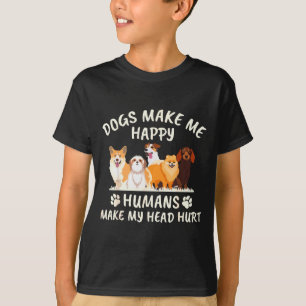 Camiseta Cães Me Fazem Feliz Humanos Me Fazem Doer a Cabeça