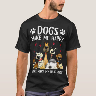 Camiseta Cães Me Fazem Feliz Humanos Me Fazem Doer a Cabeça