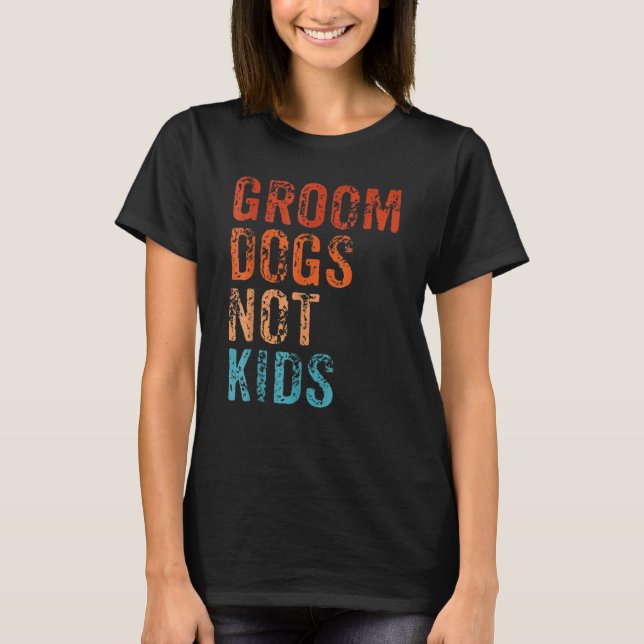 Camiseta Cães Não Crianças, Retrô De Vintagem (Frente)