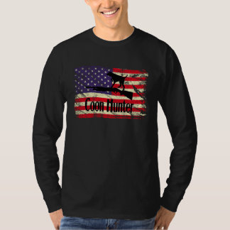 Camiseta Cães Patrióticos de Caça ao Guaxinim Bandeira Amer