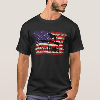 Camiseta Cães Patrióticos de Caça de Guaxinim Bandeira Amer
