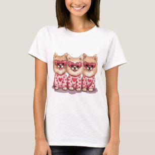 Camiseta Cães Pomerânia no Dia dos Namorados