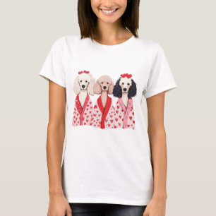 Camiseta Cães Poodle Padrão do Dia dos Namorados