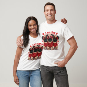 Camiseta Cães Pug do Dia dos Namorados
