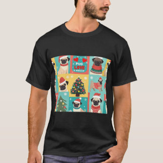 CAMISETA CÃES PUG NATAL FESTA DO FERIADO ROUPAS FOFAS