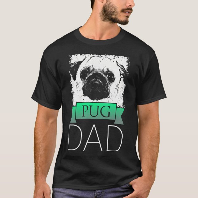 Camiseta Cães Pug Papai Pug Pai Cachorro (Frente)