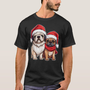 Camiseta Cães Pug Vestindo Papai Noel Natal Cães Pug Natal