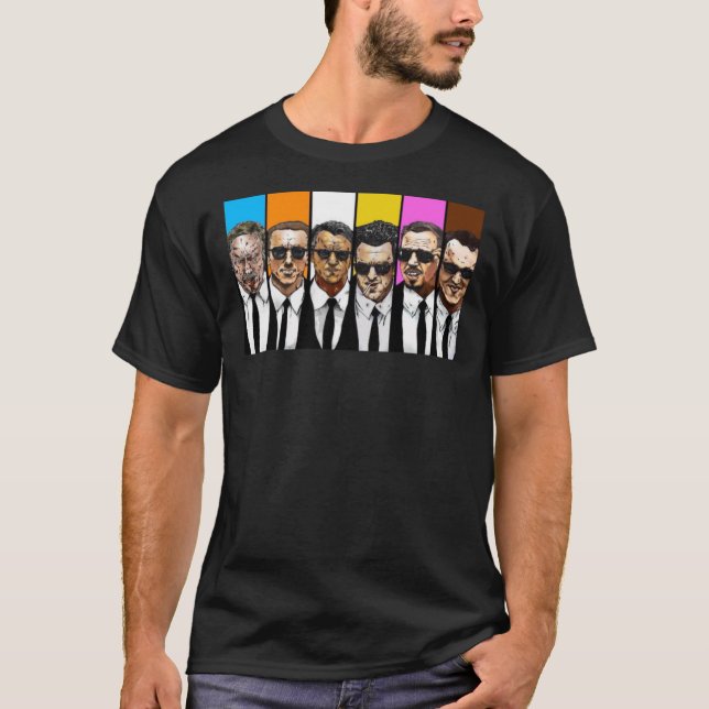 Camiseta Cães Reservatórios - Gangsters Ilustrados Clássico (Frente)