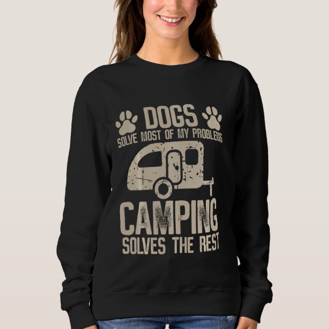 Camiseta Cães Resolvem A Maioria Dos Meus Problemas Acampar (Frente)