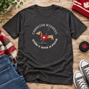 Camiseta Cães Salsicha Canadenses Não Se Importam com o Dis