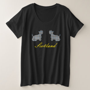Camiseta Cães Scottie com Tartan Escocês Gladstone