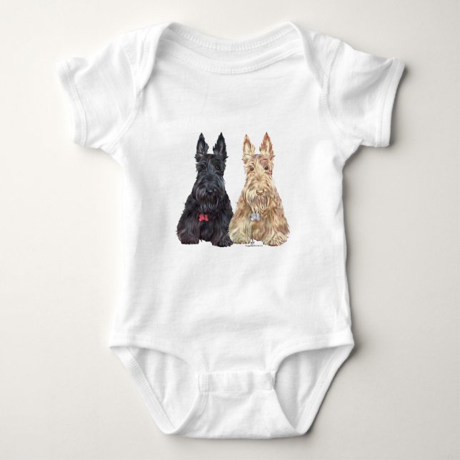Camiseta Cães Scottie Trigo e Preto (Frente)