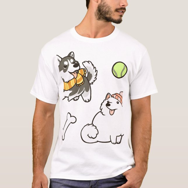 Camiseta Cães Spitz Fofos (Frente)