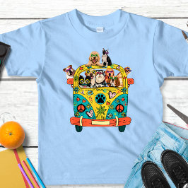 Camiseta Cães Vintage em Hippie Van