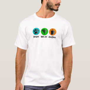 Camiseta Cães Wi-Fi E Café