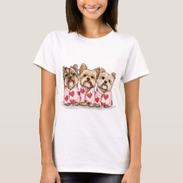Camiseta Cães Yorkshire Terrier no Dia dos Namorados
