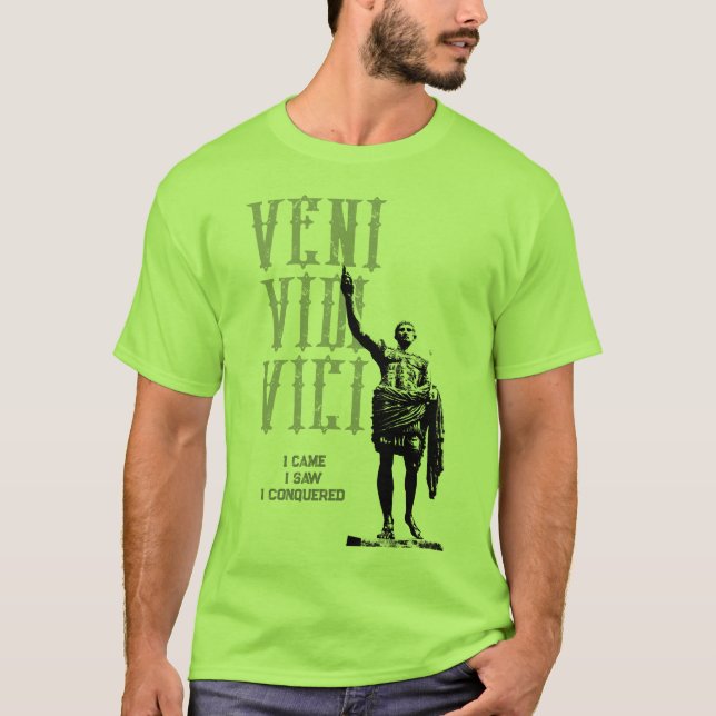 Camiseta Caesar Veni Vidi Vici Mens Verde limão Moderno (Frente)