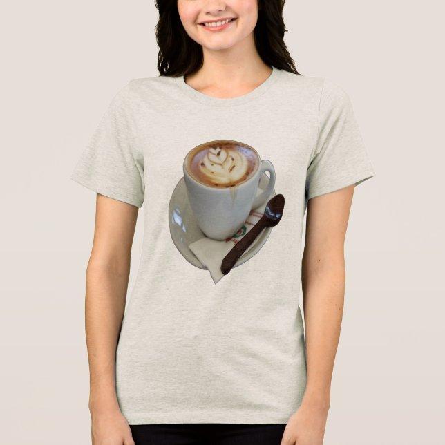 Camiseta Café Americano com Design de Tulipa e Chocolate (Frente)
