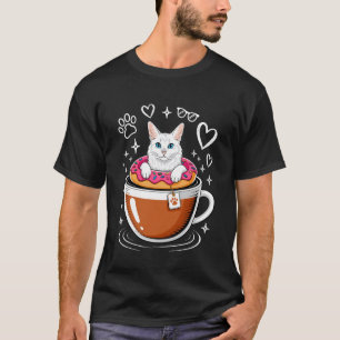 Camiseta Café Angora Turca Donut Ancara Gato Manga Longa