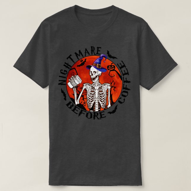 Camiseta Café antes do Skeleton do pesadelo (Frente do Design)