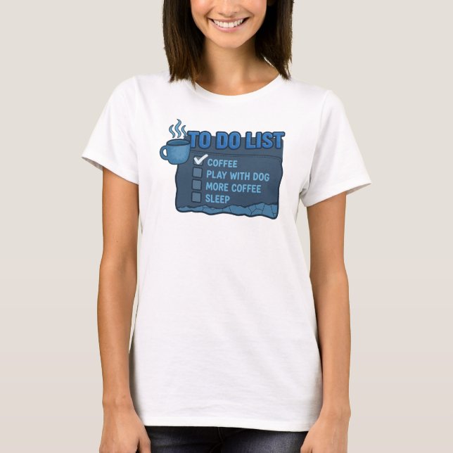 Camiseta Café Azul Clássico BRINQUE COM O CÃO Design Origin (Frente)
