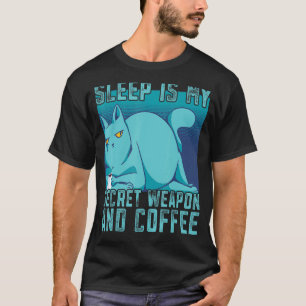 Camiseta Café Bebendo De Gato Cerrado Preciso De Café