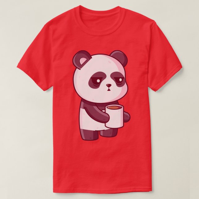 Camiseta Café bebendo panda bonito (Frente do Design)
