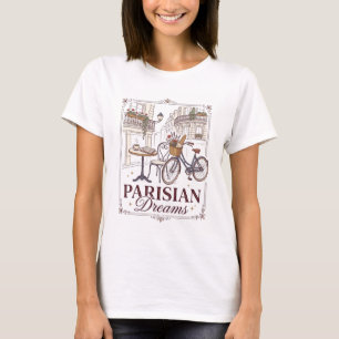 Camiseta Café & Bicicleta Estilo T Sonhos Parisienses