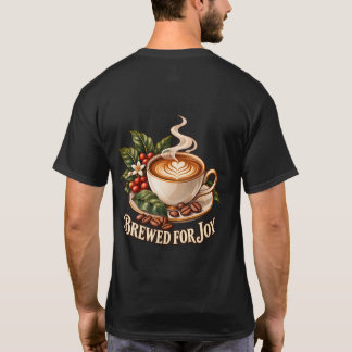 Camiseta Café Botânico 'Brewed for Joy' Estampa na Parte de