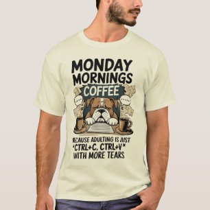 Camiseta Café Bulldog de Segunda-feira pela Manhã – Meme de