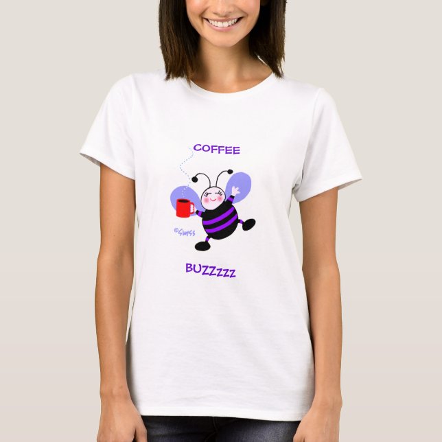 Camiseta Café Buzz Cafeine Lover Roxo Bebê de Cartoon Roxo (Frente)
