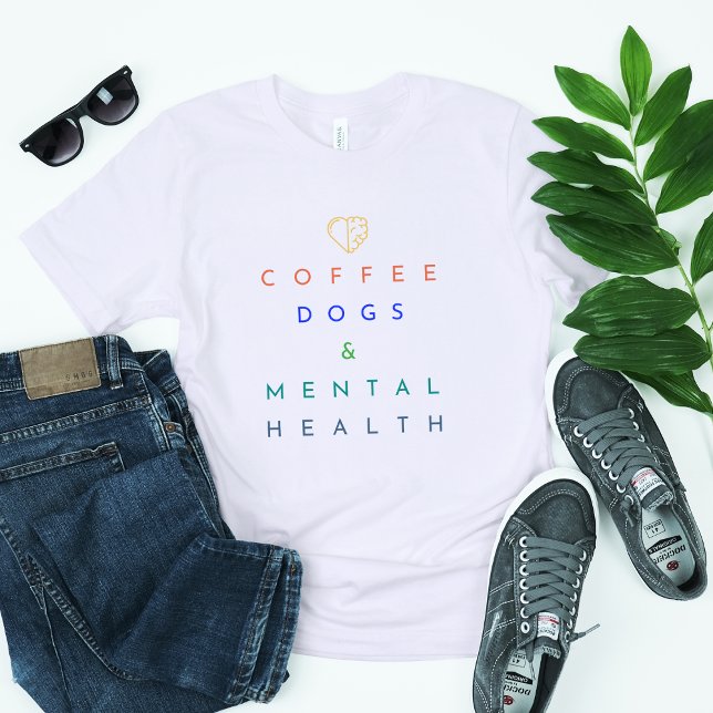 Camiseta Café, Cães e Saúde Mental - O Trio Perfeito (Criador carregado)