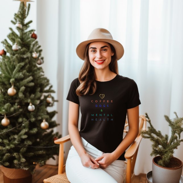 Camiseta Café, Cães e Saúde Mental - O Trio Perfeito (Criador carregado)