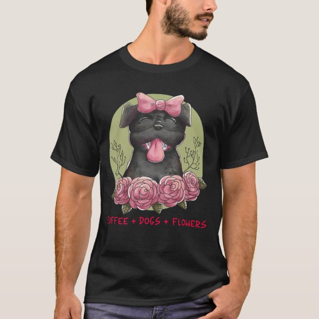 Camiseta café + cães + flores (Frente)