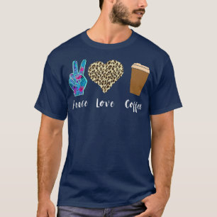 Camiseta Café Café Amor Paz Leopardo Coração Café Lo
