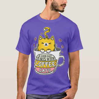 Camiseta Café Café Café Mata Gato Gato Cuja Gata Amada Gi
